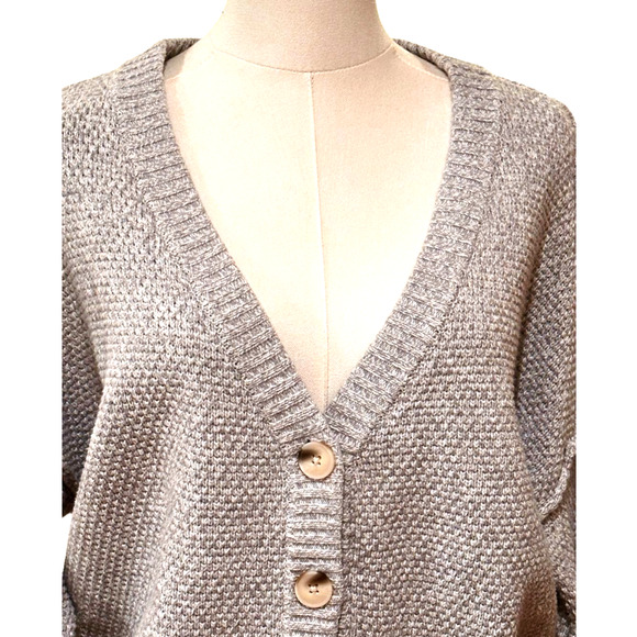 Sincerely Jules Gray Relaxed Drop Shoulder Cardigan Large Academia Preppy - Picture 3 of 9
